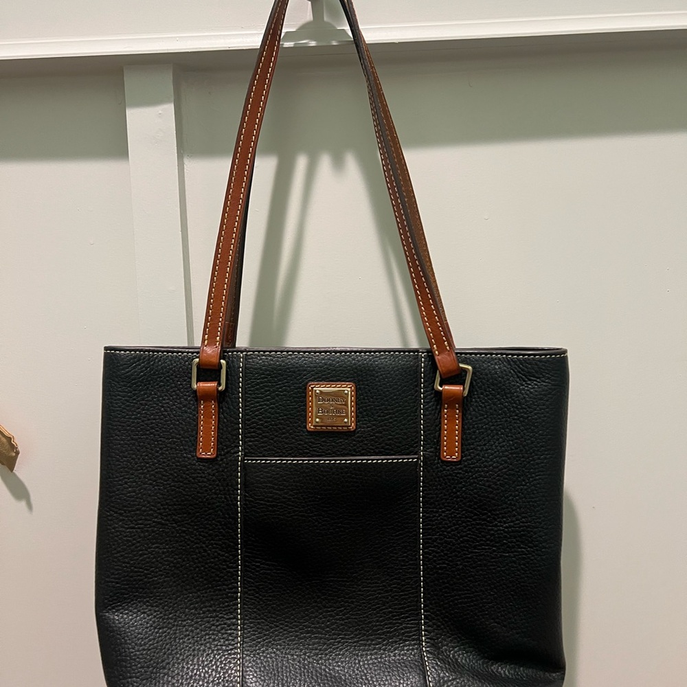 Dooney & Bourke Black Tote with Brown Straps